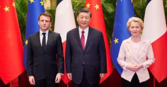 Copertina di Macron di ritorno dalla Cina: “Gli europei non devono essere vassalli degli Usa, bisogna evitare di essere coinvolti in crisi altrui”