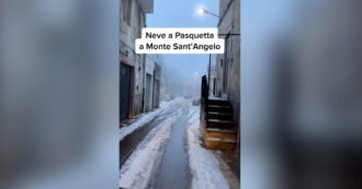 Copertina di Foggia, Pasquetta con la neve a Monte Sant’Angelo: il comune si sveglia coperto di bianco