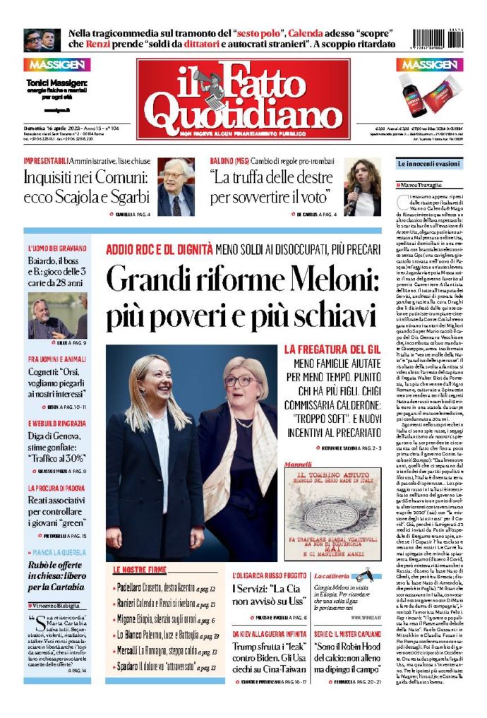 Copertina di domenica 16 Aprile 2023