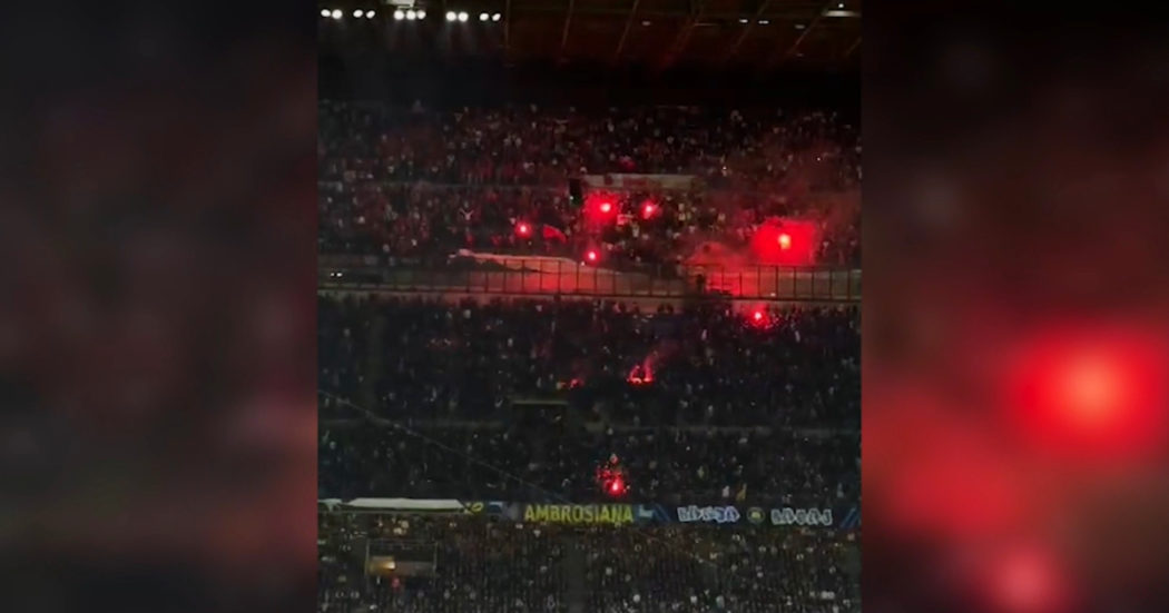 Inter-Benfica, gli ultras portoghesi lanciano fumogeni sui tifosi nerazzurri: il video del gesto indegno