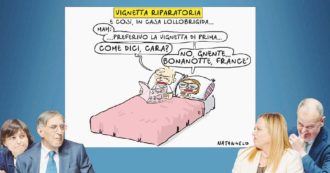 Copertina di Vignetta su Lollobrigida, siluri alla satira: la premier aizza i suoi, il Pd segue