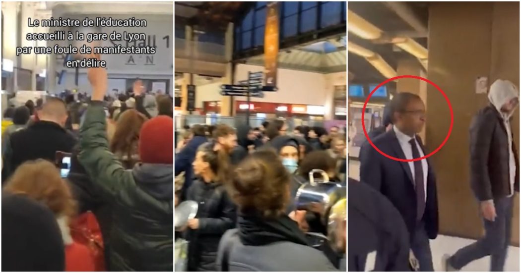 Parigi, ministro dell’Educazione resta bloccato sul treno per le contestazioni: costretto ad allontanarsi da un’uscita secondaria – Video