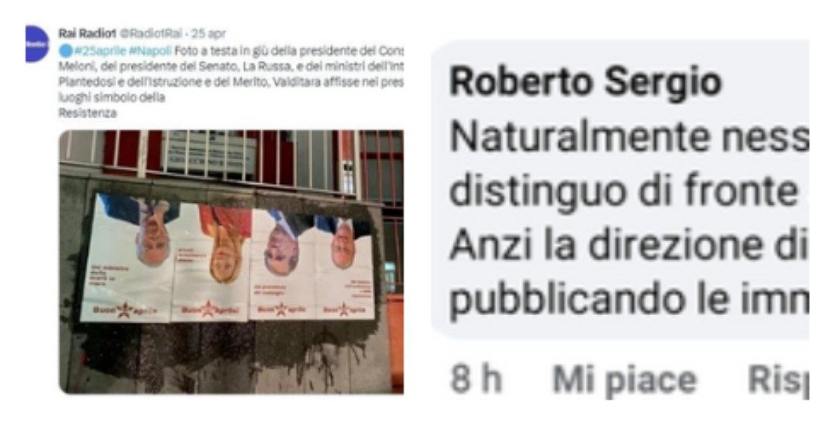 Caos in Rai, Radio1 dà la notizia della foto choc con Meloni e La Russa a testa in giù. E il direttore delle RadioRai attacca Andrea Vianello: “Amplifica la violenza”