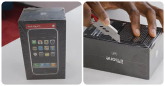 Copertina di Spende 40.000 dollari per un iPhone del 2007, poi lo apre in un video su YouTube. Ma cos’è quell’adesivo strano sulla confezione?