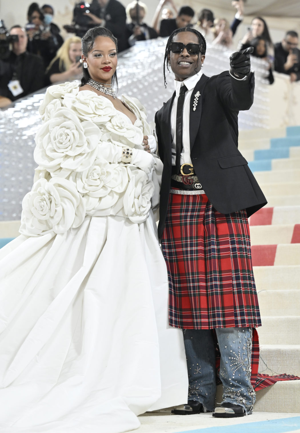 Rihanna, left, and A$AP Rocky attend The Metropolitan Museum of Art’s Costume Institute benefit gala celebrating the opening of the “Karl Lagerfeld: A Line of Beauty” exhibition on Monday, May 1, 2023, in New York. (Photo by Evan Agostini/Invision/AP)

Associated Press/LaPresse
Only Italy and Spain