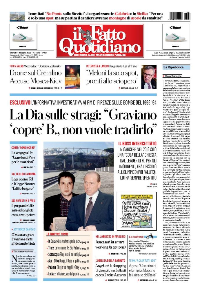 Copertina di giovedì 4 Maggio 2023