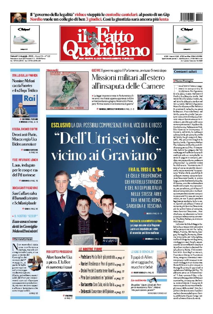 Copertina di venerdì 5 Maggio 2023