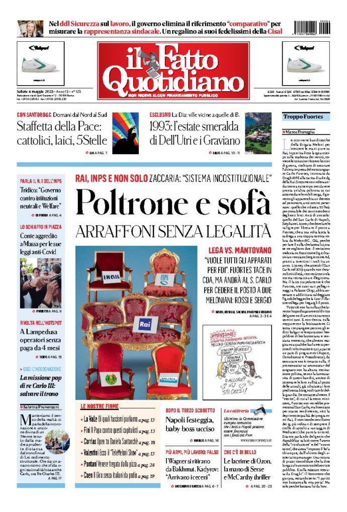 Copertina de Il Fatto Quotidiano di Sab 6 Maggio 2023