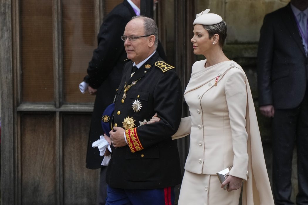 Monaco’s Prince Albert and Monaco’s Princess Charlene arrive at Westminster Abbey prior to the coronation ceremony of Britain’s King Charles III in London Saturday, May 6, 2023. (AP Photo/Alessandra Tarantino)