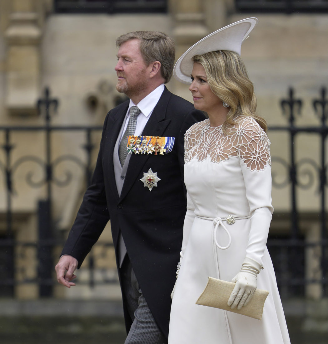 King Willem Alexander of the Netherlands and Queen Maxima arrive to attend Britain’s King Charles III and Queen Consort Camilla’s coronation ceremony, at Westminster Abbey, in London, Saturday, May 6, 2023. (AP Photo/Kin Cheung)