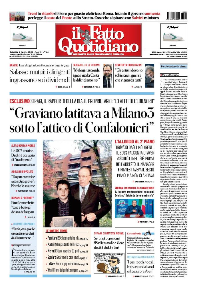 Copertina di domenica 7 Maggio 2023