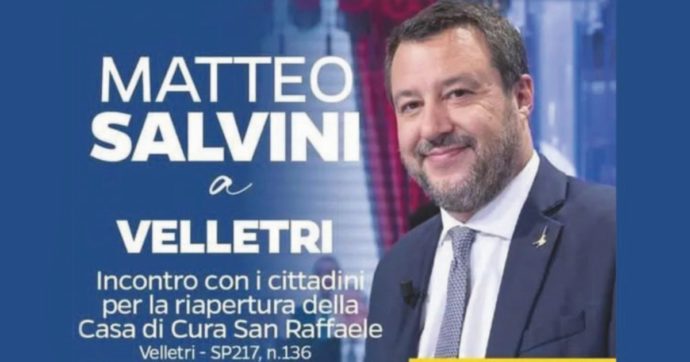 Salvini a Velletri per far riaprire la clinica privata di Angelucci