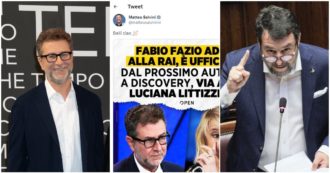 Copertina di Salvini esulta per l’addio di Fazio alla Rai: “Belli ciao”. Polemica dall’opposizione: “Un ministro non può parlare così”