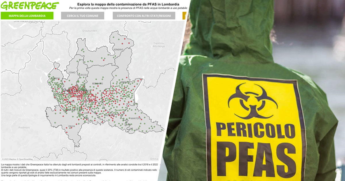 Scoperte presenze di Pfas nel 20% dell’acqua potabile della Lombardia. Greenpeace: “Le autorità sapevano e non hanno avvisato i cittadini”