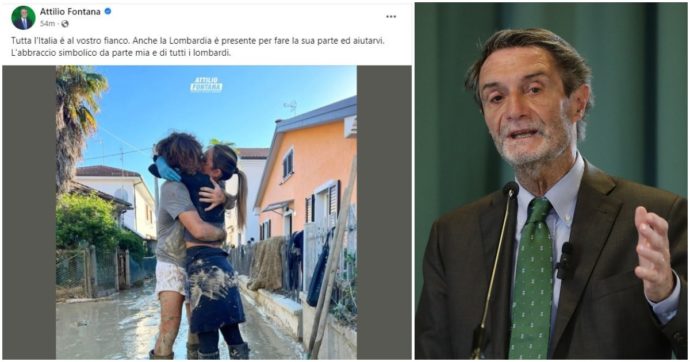 Alluvione Emilia-Romagna, Fontana solidale con i cittadini sui social. Ma usa una foto del disastro marchigiano del settembre 2022