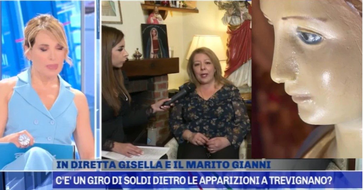 La Madonna di Trevignano “lacrima” durante la diretta con Pomeriggio 5, l’inviata di Barbara D’Urso sotto choc: “Mai vista una cosa del genere”