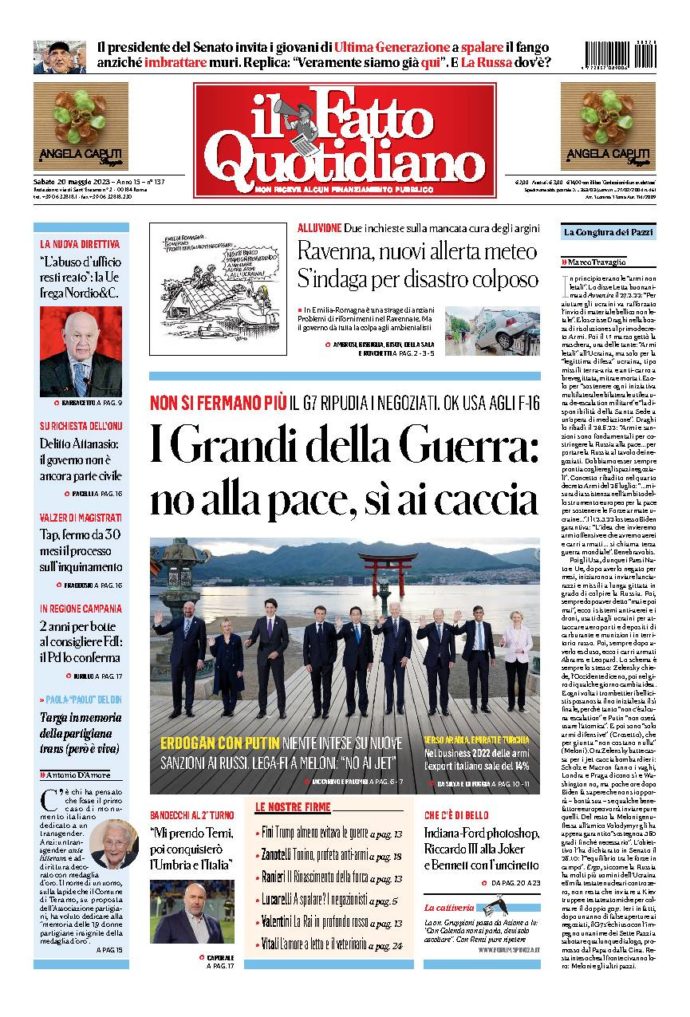 Copertina di sabato 20 Maggio 2023