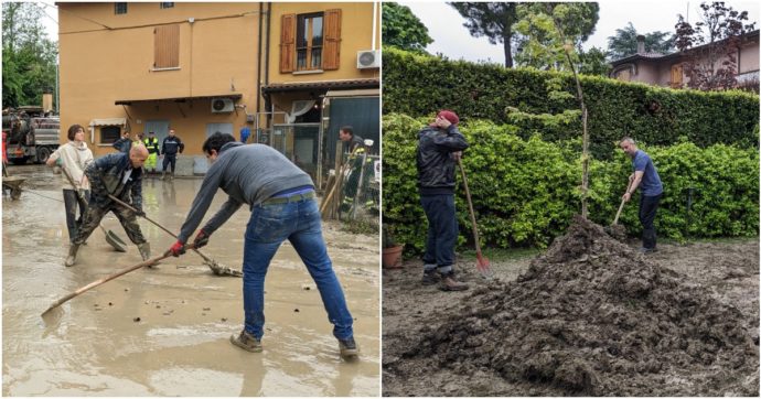 Alluvione Emilia-Romagna, tra i volontari che spalano montagne di fango a Farneto: “È un lavoro collettivo, ci vorranno ancora giorni”
