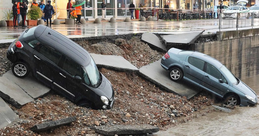 Strade trasformate in torrenti nel Bresciano dopo temporale: crollato l’argine del naviglio. Una famiglia isolata a Lavenone