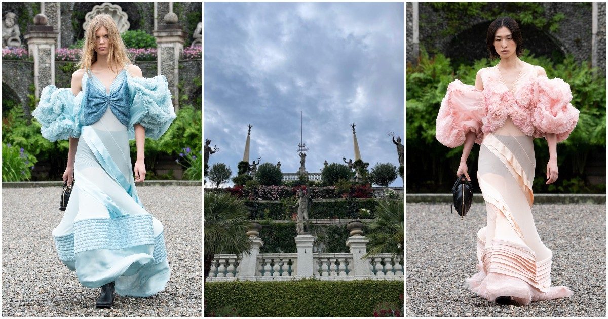 Un set naturale da Grande Bellezza per la sfilata Louis Vuitton all’Isola Bella: neanche la pioggia ferma lo show
