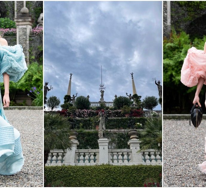 Un set naturale da Grande Bellezza per la sfilata Louis Vuitton all’Isola Bella: neanche la pioggia ferma lo show