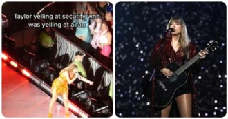 Copertina di Taylor Swift ferma il concerto per difende una sua fan dall’addetto alla sicurezza: “Lei non sta facendo niente. Hey, stop!”