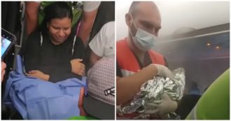 Copertina di 17enne al settimo mese di gravidanza partorisce in volo: medici eroi salvano il neonato facendogli la respirazione bocca a bocca per tre minuti