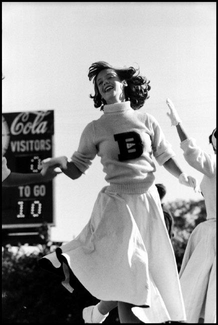 USA. Mississippi. Gulfport. 1954. Cheerleader.Images for use only in connection with direct publicity for the exhibition “Vintages” by Elliott Erwitt, presented at Villa Bassi Rathgeb, Abano Terme, Italy from 27 January to 11 June 2023. These images are for one time non-exclusive use only and must not be electronically stored in any media asset retrieval database•         Up to 3 Magnum images can be used without licence fees for online or inside print use only. Please contact Magnum to use on any front covers.•         Images must be credited and captioned as outlined by Magnum Photos•         Images must not be reproduced online at more than 1000 pixels without permission from Magnum Photos•         Images must not be overlaid with text, cropped or altered in any way without permission from Magnum Photos.
