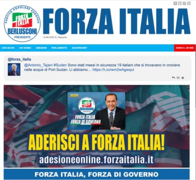 Il sito di Forza Italia senza l’annuncio per ore. Solo “Aderisci” e “Dona il 2xmille”. Canali e social ufficiali in tilt fino al pomeriggio