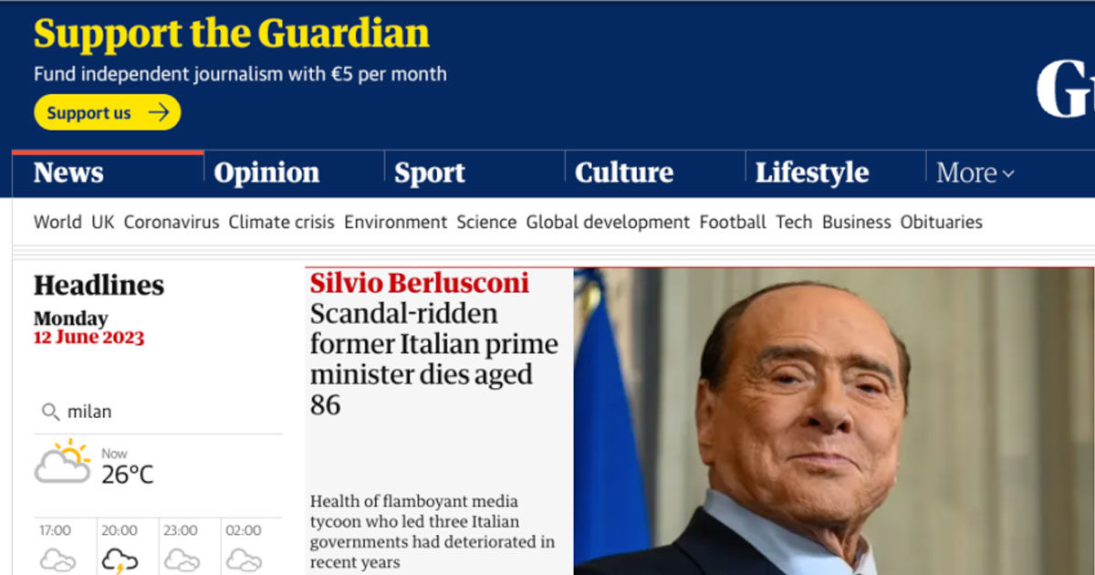 La morte di Berlusconi fa il giro del mondo: dalla Bbc ad Jazeera, l’accento dei media internazionali su scandali e populismo