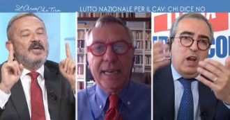 Copertina di Barbacetto ricorda che Berlusconi “ha finanziato Cosa Nostra” e Gasparri lascia la trasmissione: “Sono fatti”. Poi lo scontro con Buccini. Su La7