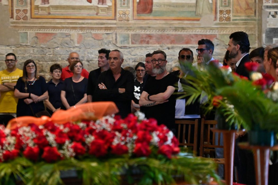 Giorgio Panariello e Marco Masini ai funerali in forma privata di Francesco Nuti nella basilica di San Miniato al Monte, Firenze, 15 Giugno 2023.
ANSA/CLAUDIO GIOVANNINI
