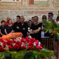Giorgio Panariello e Marco Masini ai funerali in forma privata di Francesco Nuti nella basilica di San Miniato al Monte, Firenze, 15 Giugno 2023.
ANSA/CLAUDIO GIOVANNINI