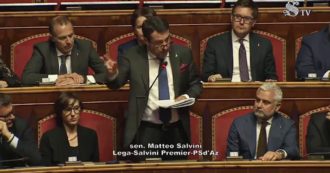 Copertina di Salvini in Senato: “Quando sono entrato per la prima volta nella casa della mia compagna ho trovato un poster gigante di Berlusconi”