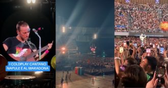 Copertina di I Coldplay allo stadio Maradona cantano “Napule è” di Pino Daniele, il tributo alla città è emozionante (video)