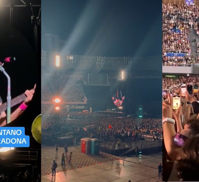 I Coldplay allo stadio Maradona cantano “Napule è” di Pino Daniele, il tributo alla città è emozionante (video)
