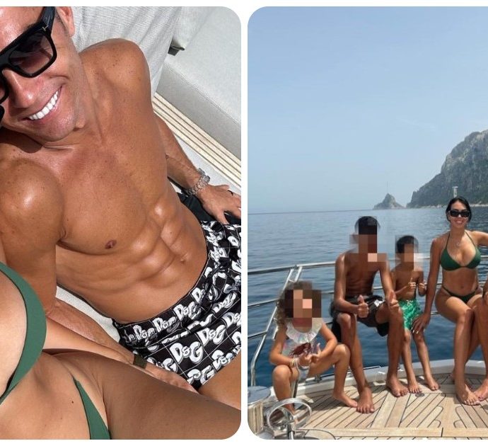Ronaldo e Georgina in vacanza in Sardegna con i figli, le foto sui social scatenano le polemiche del mondo arabo: “Nudo e oscenità”