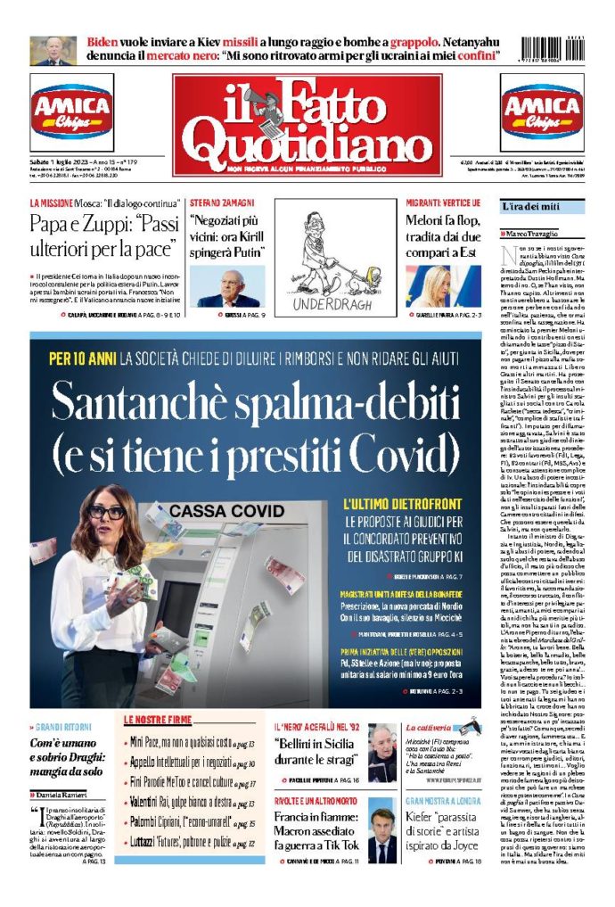 Copertina di sabato 1 Luglio 2023