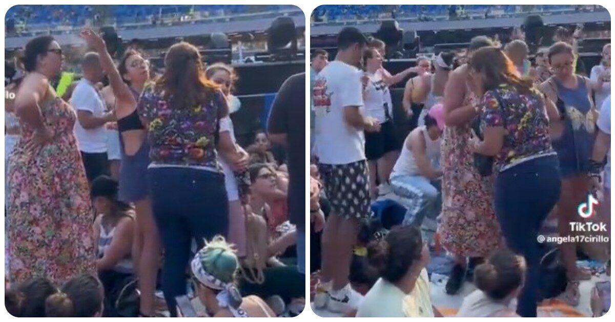 Fan di Tiziano Ferro urlano a una signora di allontanarsi dal palco: “Dietro! Dietro!”. Il video è virale