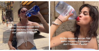 Copertina di “In Europa non bevono acqua”: il video della turista americana diventa virale su TikTok e si apre il dibattito