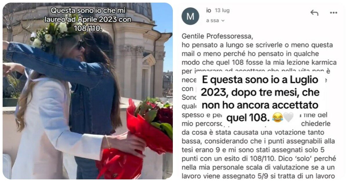 Si laurea con 108, scrive alla prof e pubblica la mail: “Perché una votazione tanto bassa?”. Il video sul web scatena le critiche