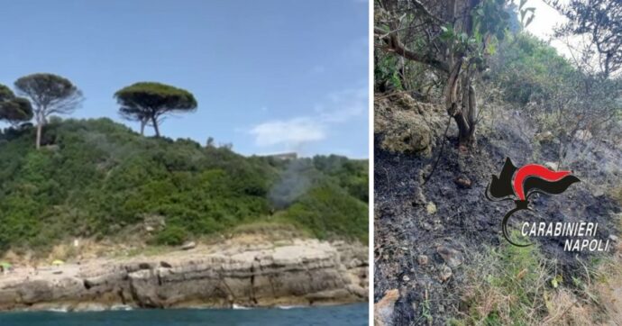 Nudista piromane arrestato a Sorrento, i bagnanti e i turisti hanno tentato di spegnere l’incendio della macchia mediterranea