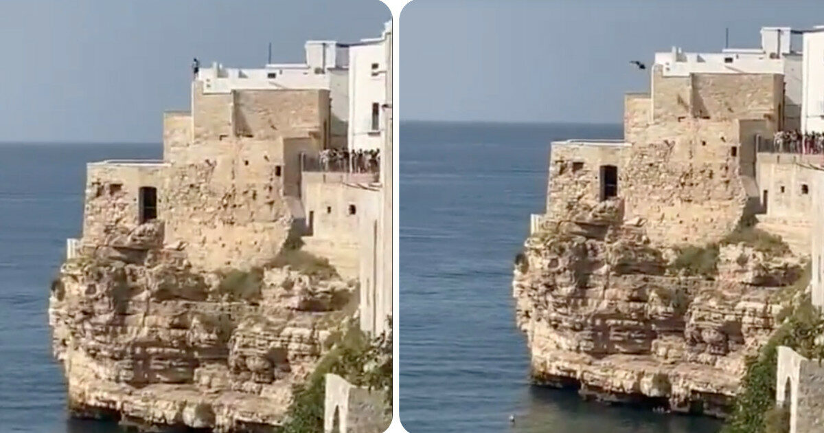 Polignano, si tuffa dal tetto di una casa a 32 metri di altezza: turista ricercato dalla polizia