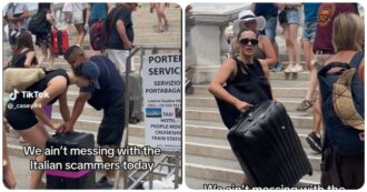 Copertina di “Attenzione alla truffa del portabagagli, ti portano la valigia ma poi ti chiedono più di 50 euro”: il video di una turista a Venezia è virale