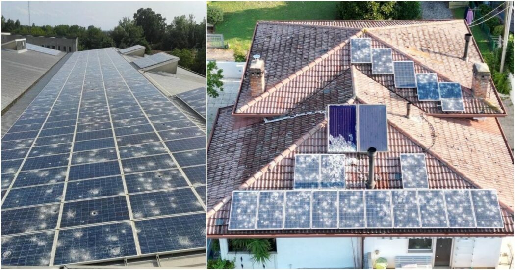 Gli effetti della grandine sui pannelli solari: quelli di alta qualità (ma che costano il doppio) sono salvi, per gli altri è a rischio anche la sicurezza