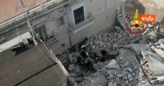 Copertina di Crolla un palazzo in ristrutturazione a Matera: gli operai erano in pausa pranzo. L’intervento dei vigili del fuoco – Video