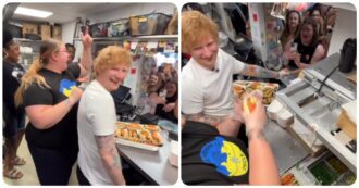 Copertina di Ed Sheeran sorprende ancora i fan e serve hot dog prima del concerto – VIDEO