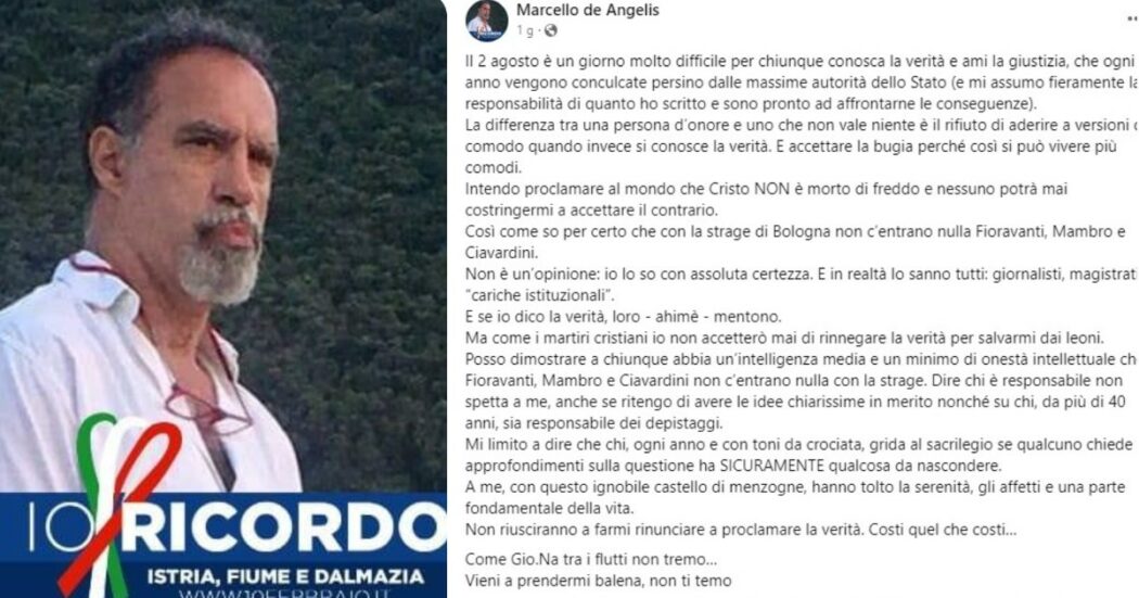Strage di Bologna, il portavoce della Regione Lazio su Facebook si schiera con i condannati definitivi Mambro, Ciavardini e Fioravanti: “Cariche istituzionali mentono”