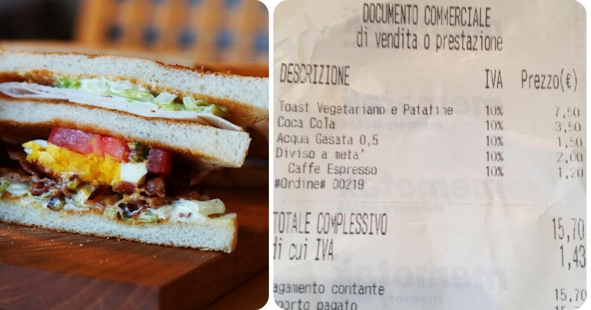 Due euro per tagliare il toast a metà. Lo scontrino sul lago di Como fa discutere, il gestore replica: “Le richieste supplementari hanno un costo”