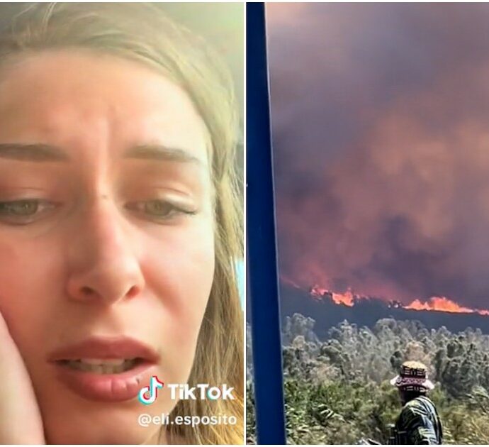 La tiktoker Elisa Esposito tra gli sfollati per gli incendi in Sardegna: “Primo giorno di vacanza, un incubo”. Lo sfogo sui social – Video